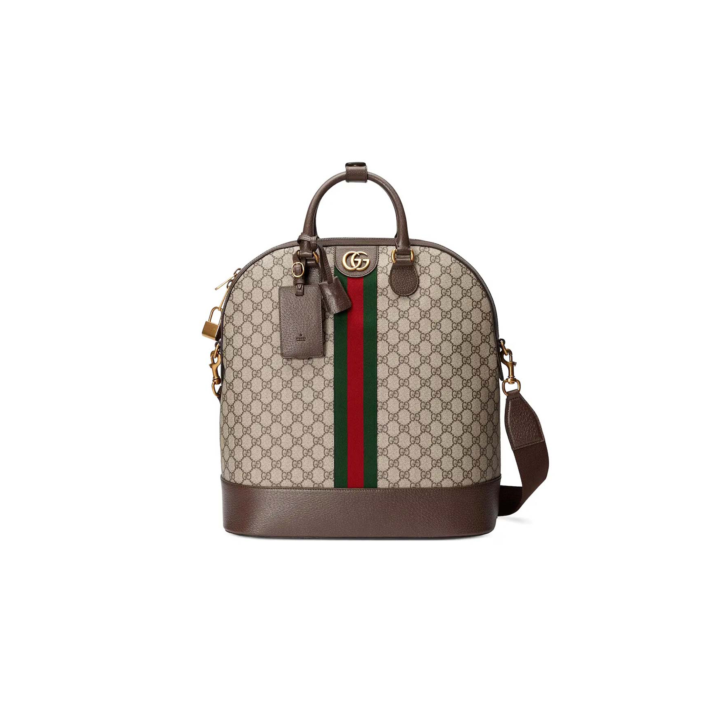 GUCCI GG SUPREME MONOGRAM TEXTURED DOLLAR CALFSKIN WEB SMALL OPHIDIA SAVOY BOWLING TOTE 724654 (43.5*39*21cm)